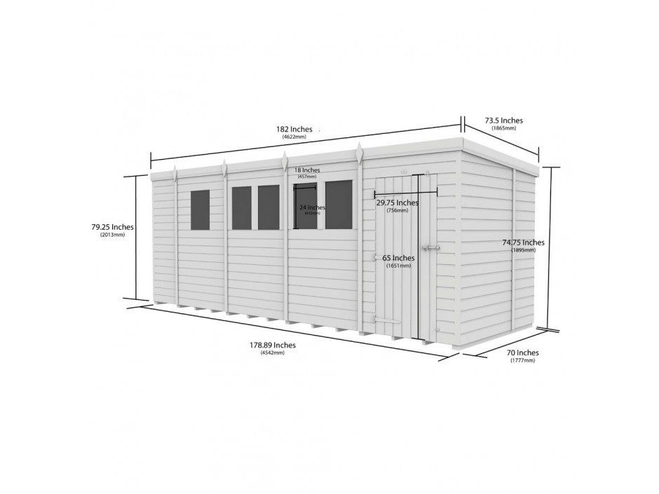 17x6 Pent Composite Shed (Single Door, No Windows)