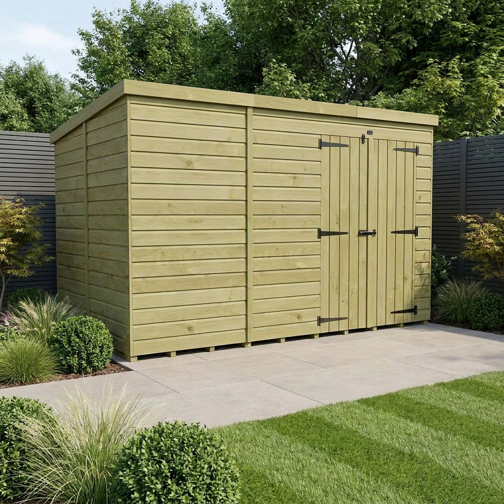 12 x 6 Pent Shed (Double Door, No Windows)