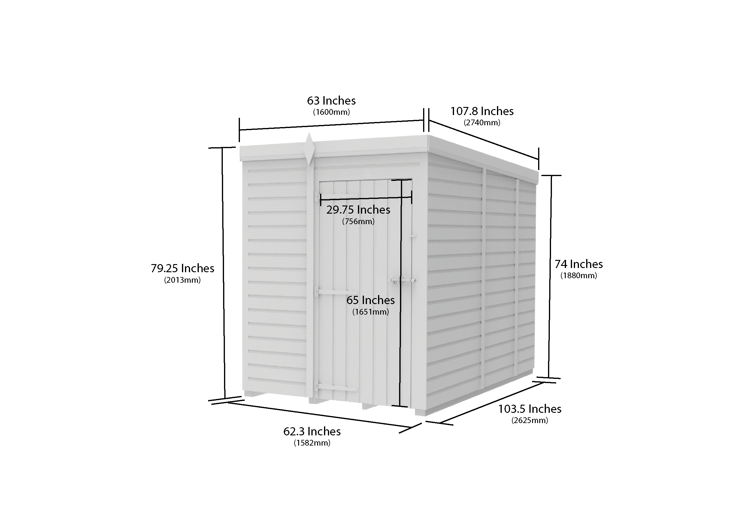 5 x 9 Pent Shed (Single Door, With Windows)