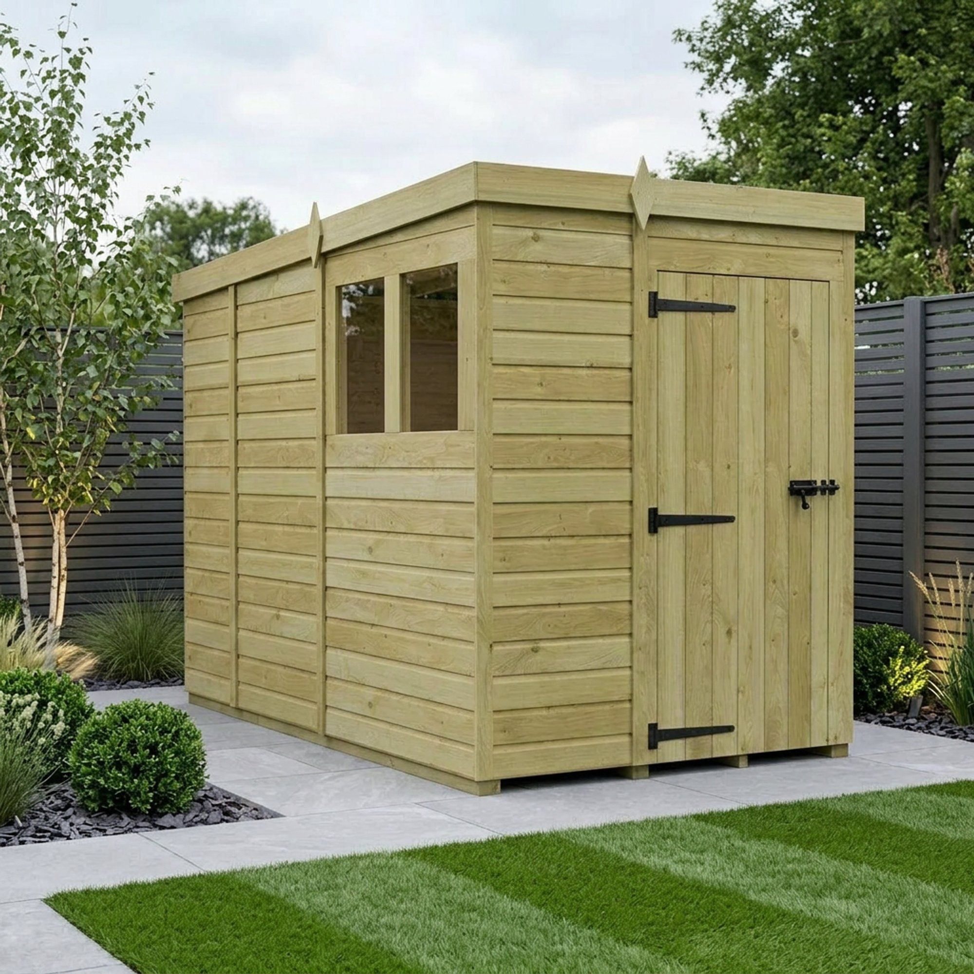 5 x 9 Pent Shed (Single Door, With Windows)