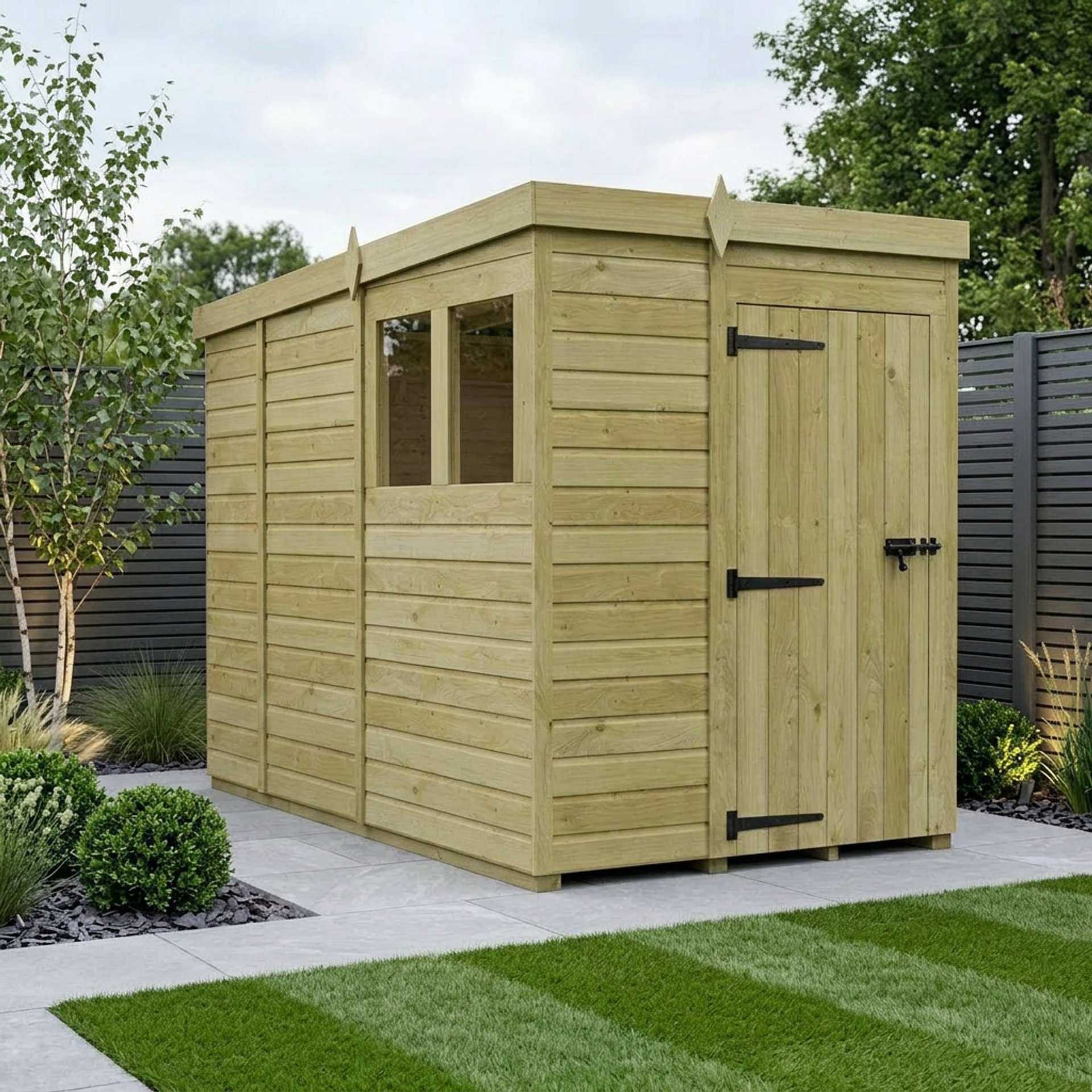 5 x 9 Pent Shed (Single Door, With Windows)
