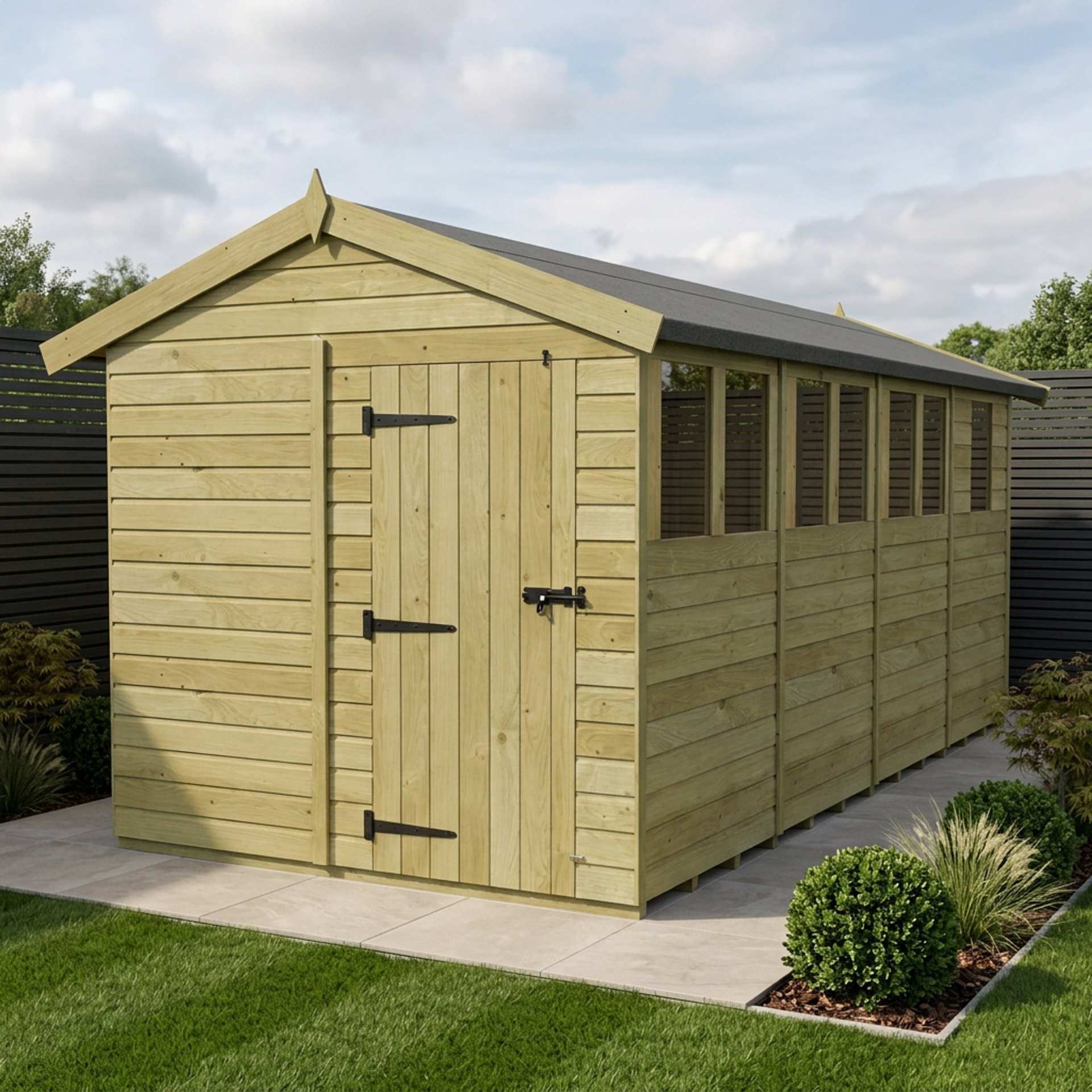 8 x 17 Apex Shed (Single Door, With Windows)