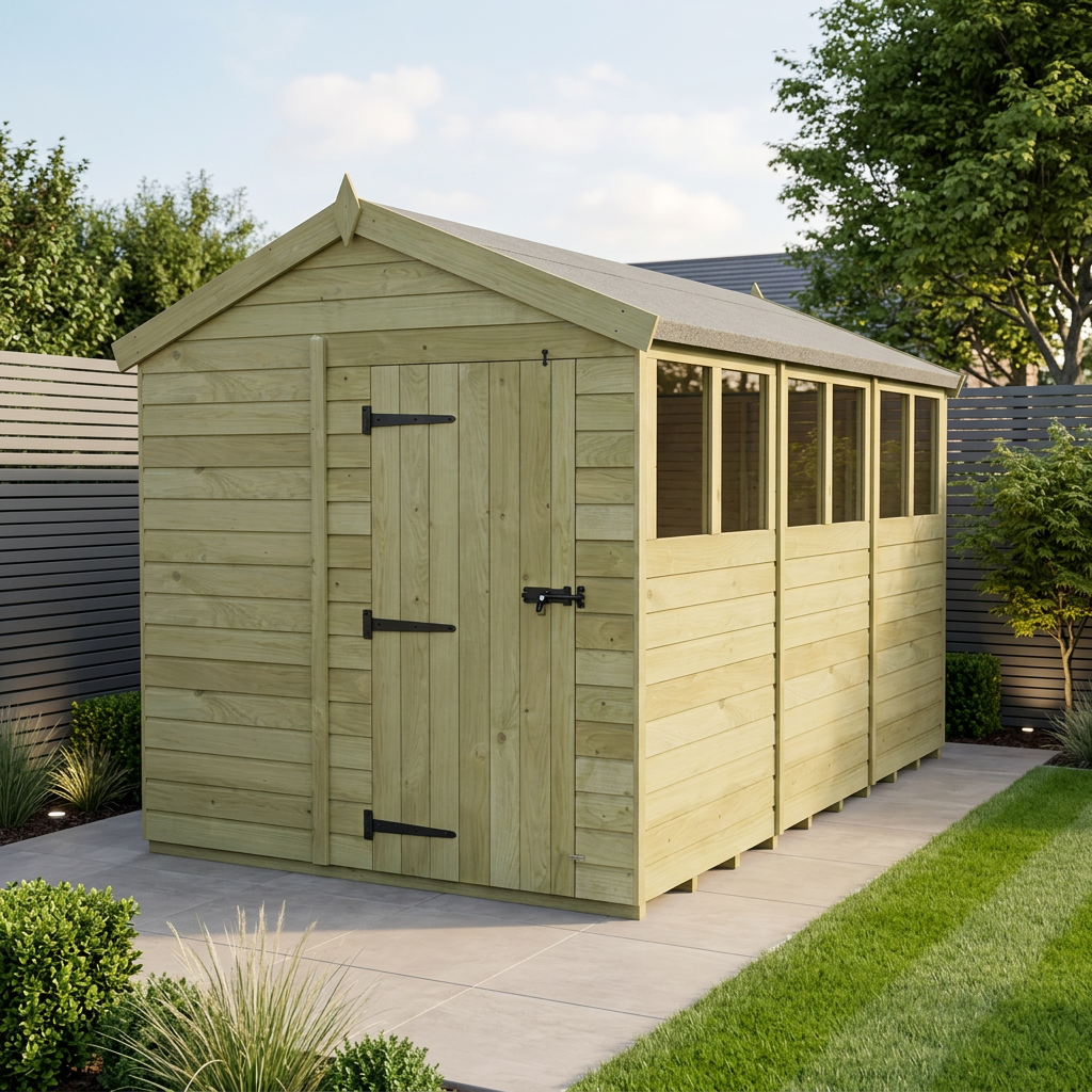 8 x 17 Apex Shed (Single Door, With Windows)