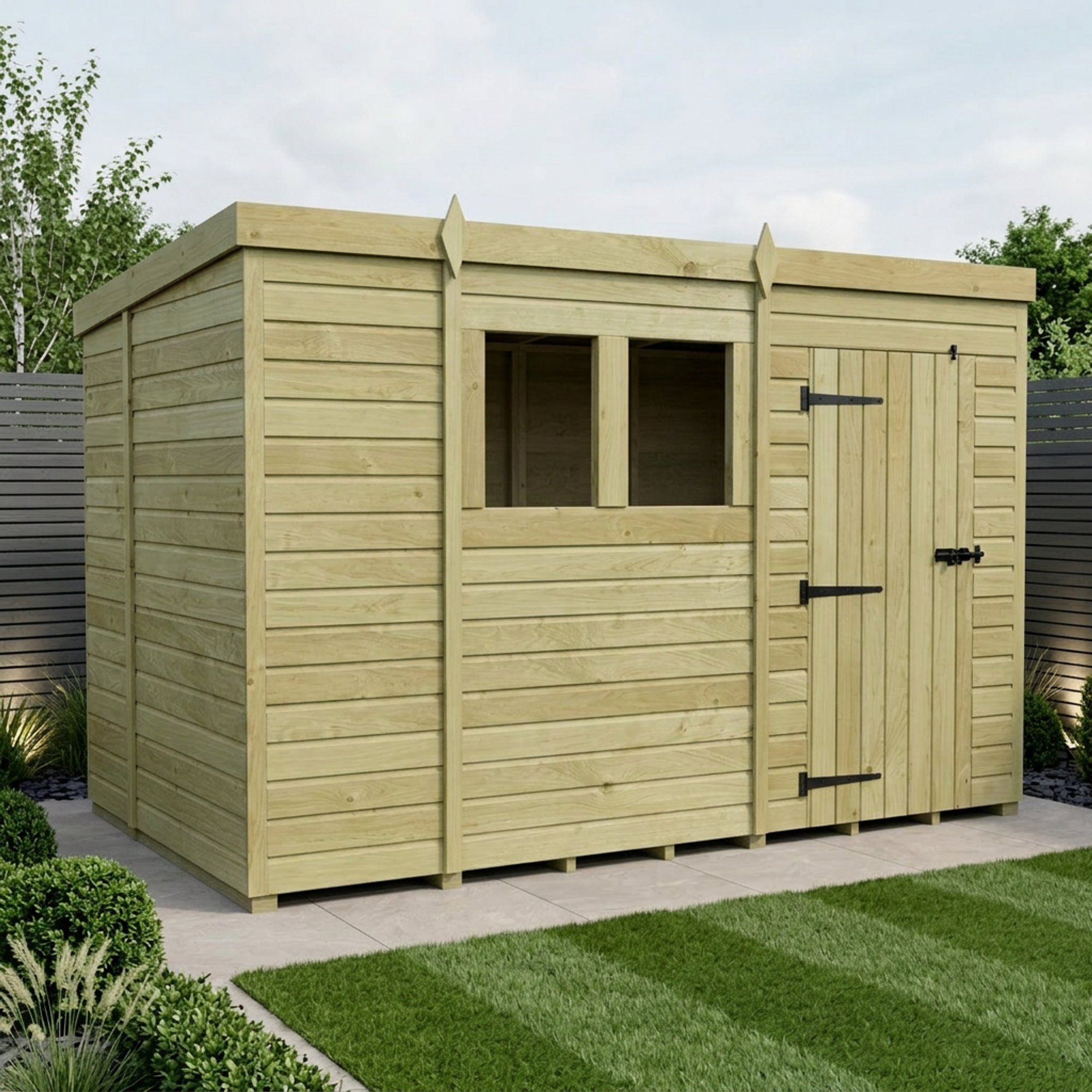 10 x 7 Pent Shed (Single Door, With Windows)