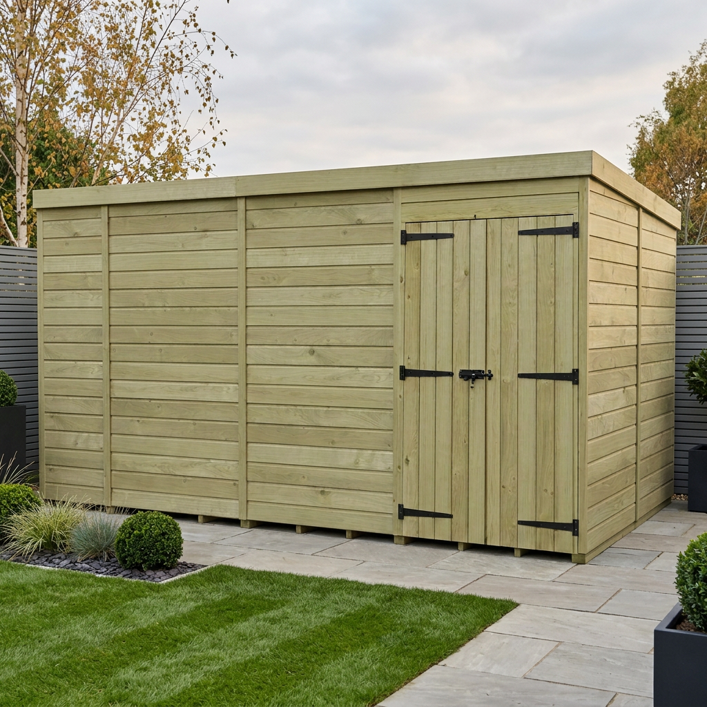 14 x 8 Pent Shed (Double Door, No Windows)