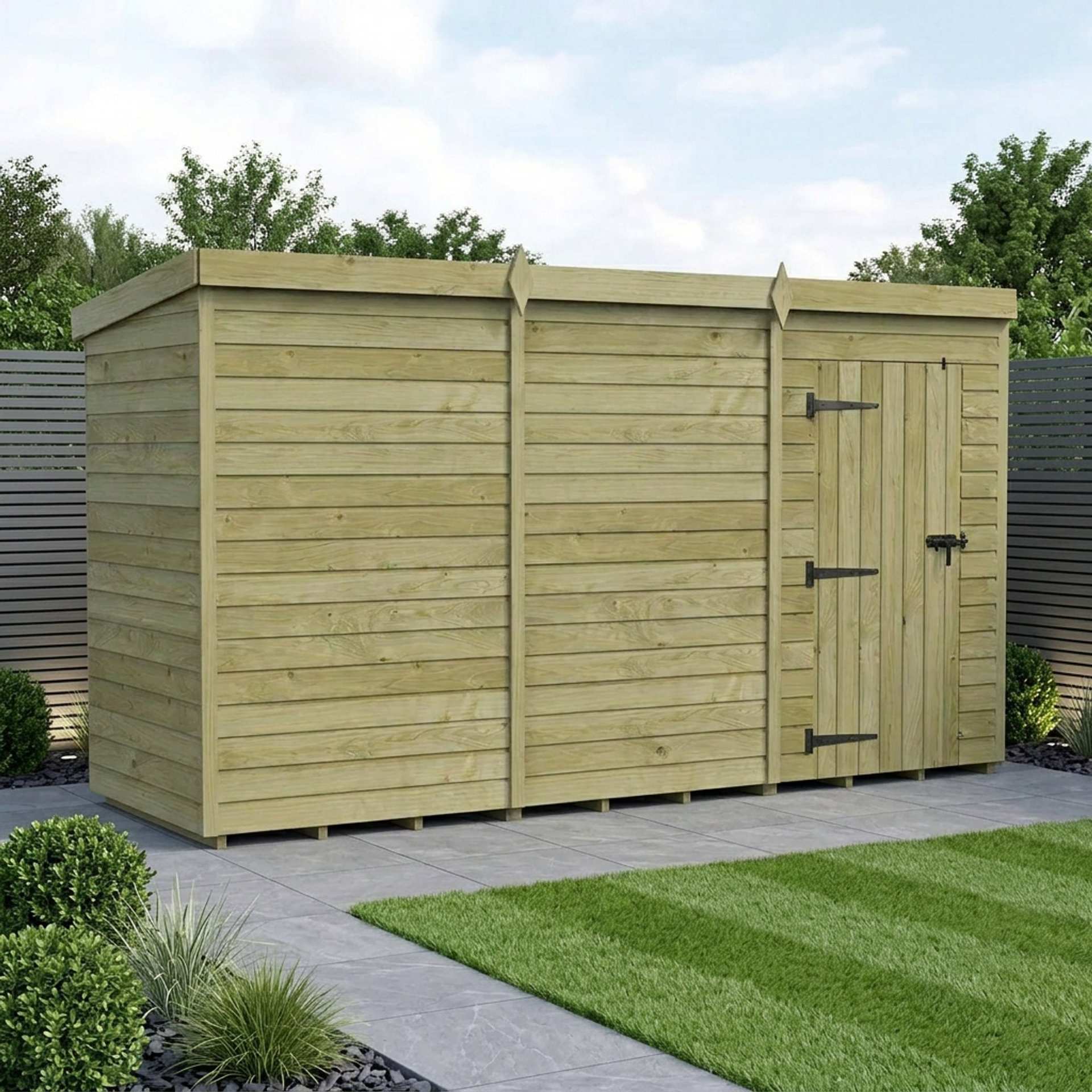 12 x 4 Pent Shed (Single Door, No Windows)