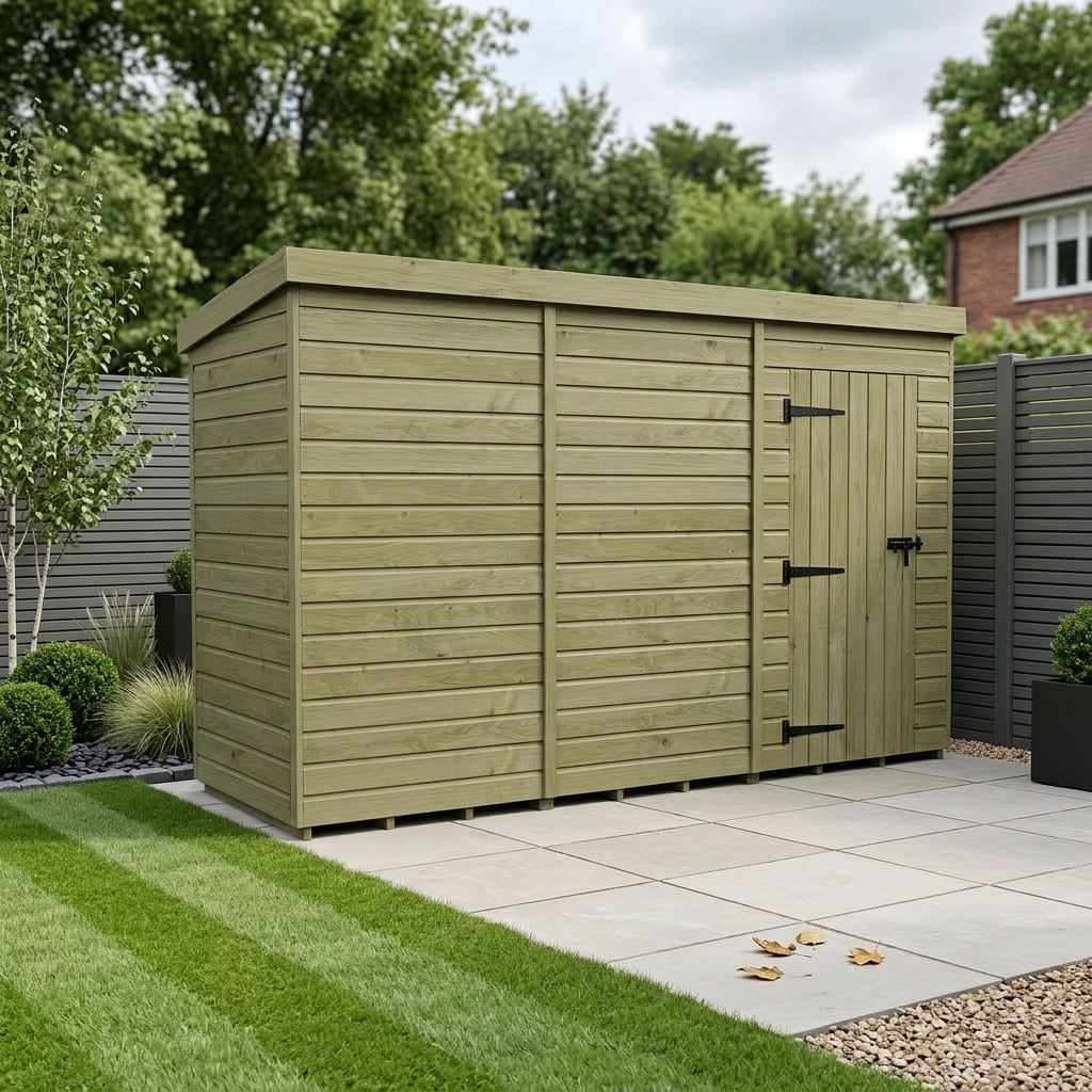 12 x 4 Pent Shed (Single Door, No Windows)