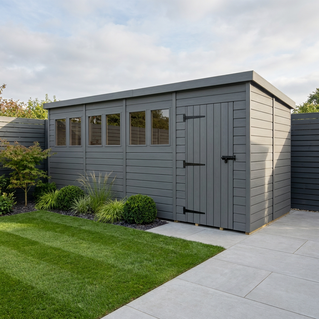 19x7 Pent Composite Shed (Single Door, With Windows)