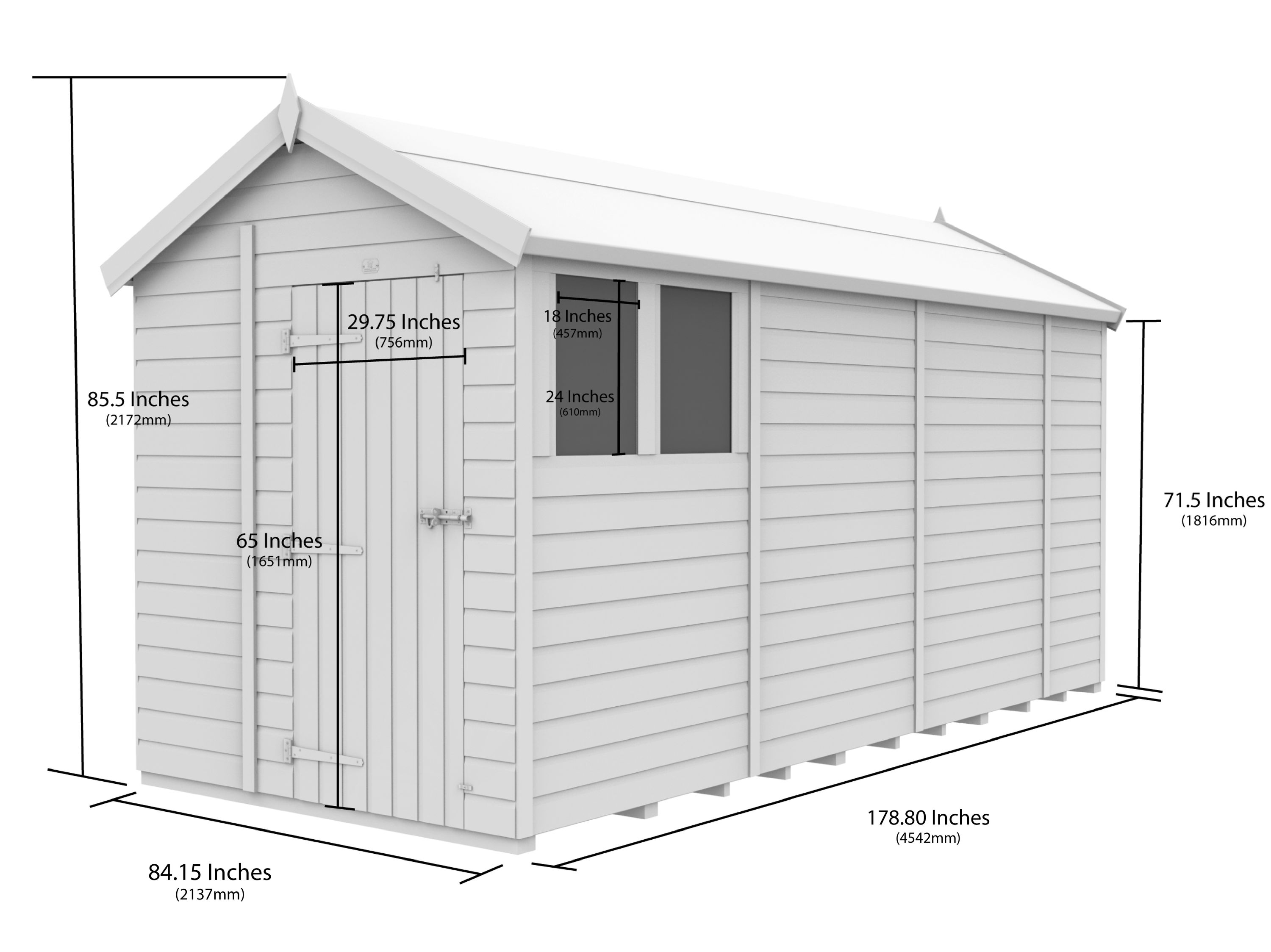 7 x 15 Apex Security Shed