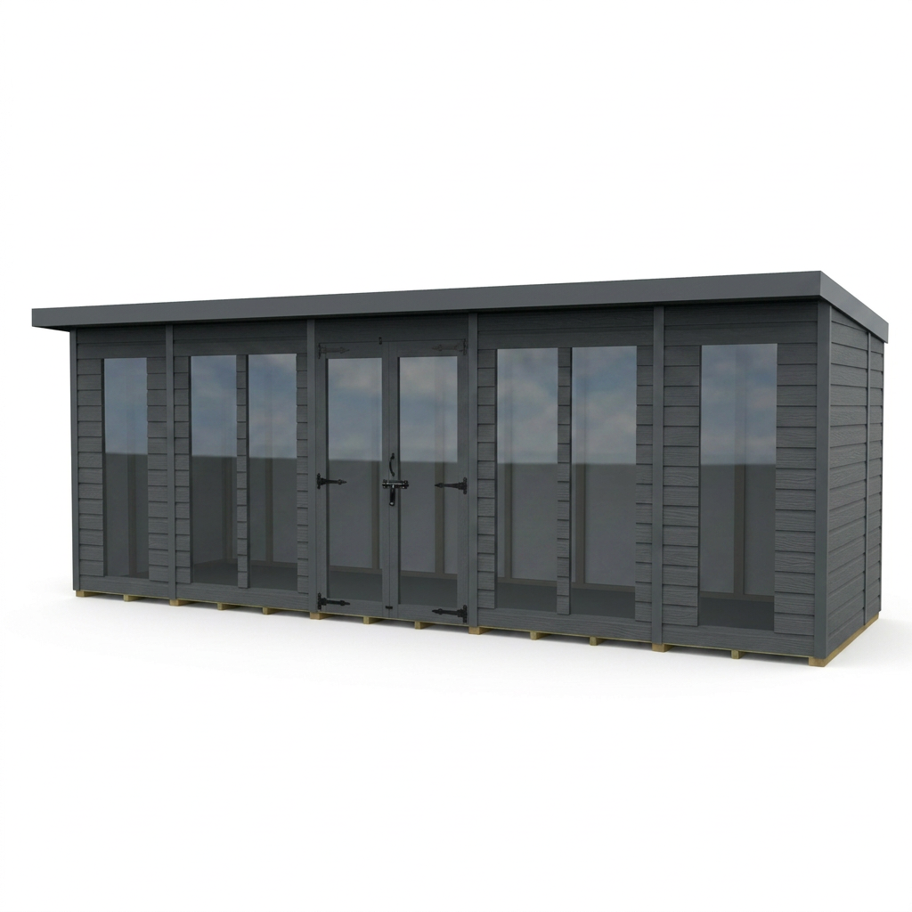 18x5 Composite Pent Full Height Summer House