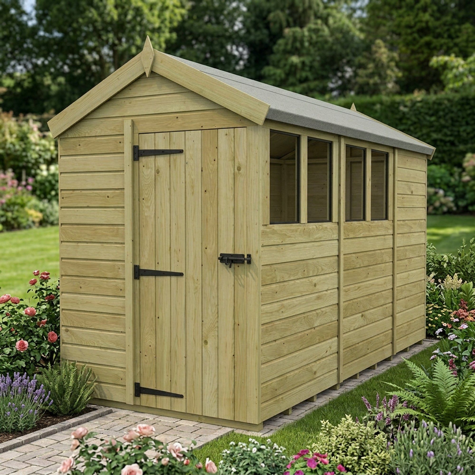 5 x 11 Apex Shed (Single Door, With Windows)