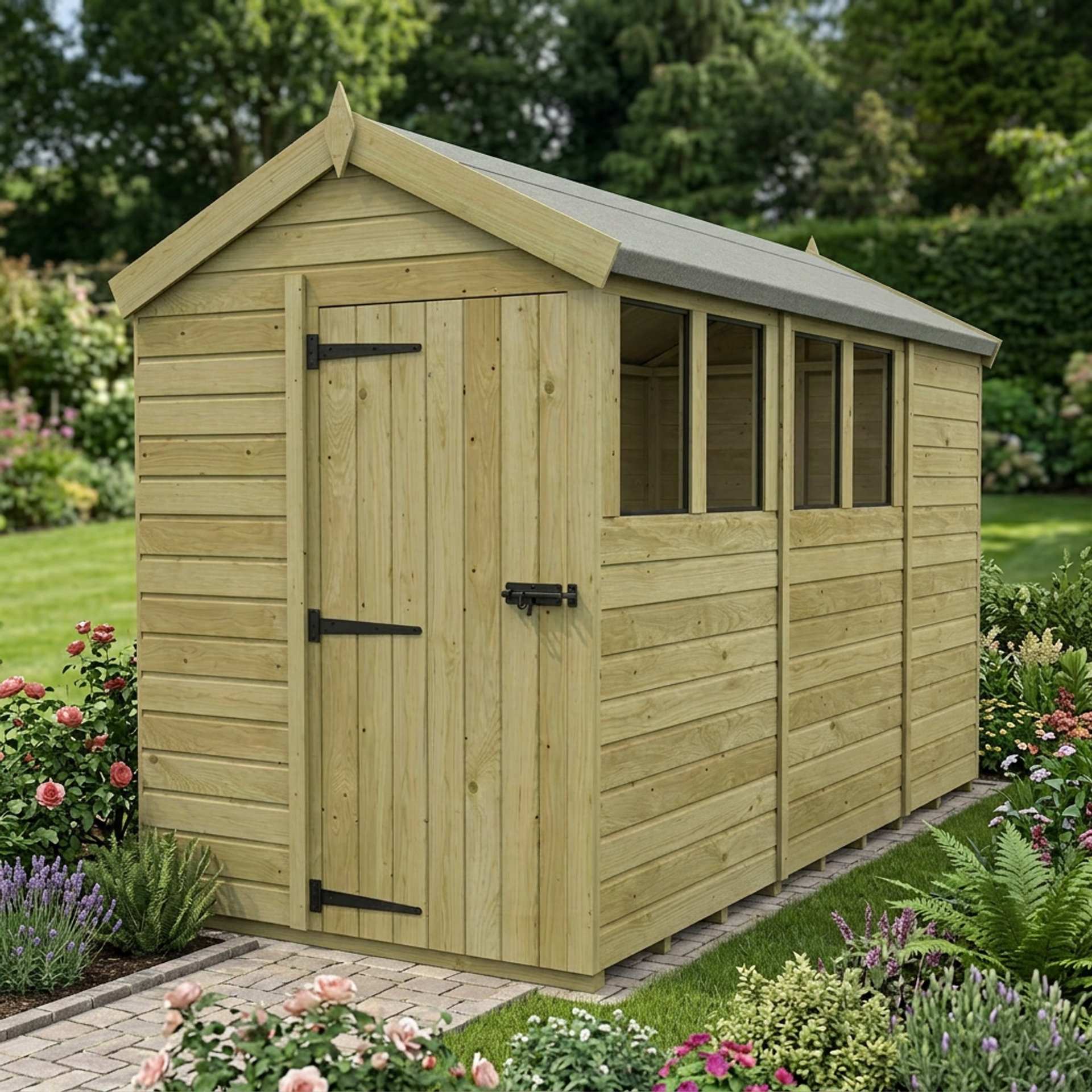 5 x 11 Apex Shed (Single Door, With Windows)