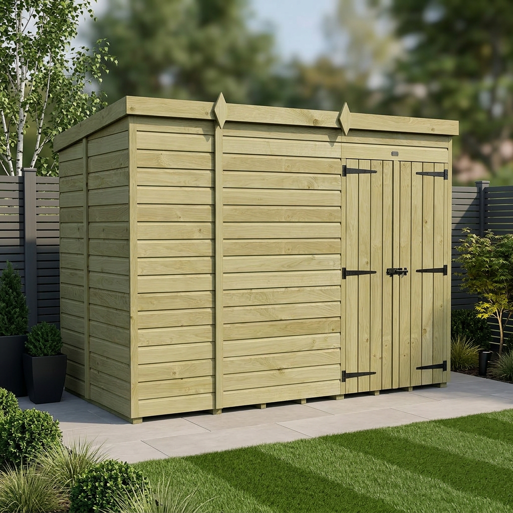 10 x 6 Pent Shed (Double Door, No Windows)