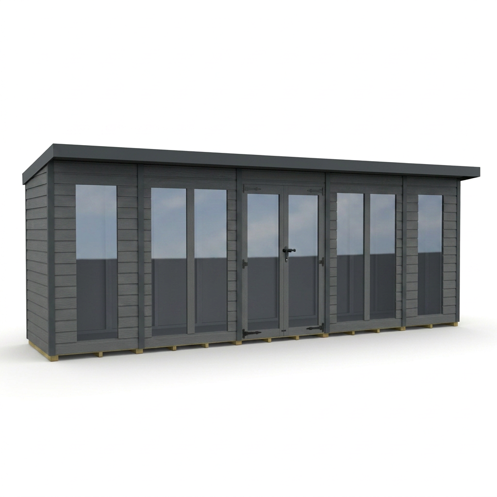 18x4 Composite Pent Full Height Summer House