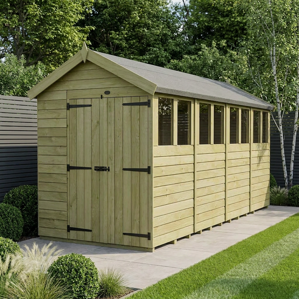 7 x 18 Apex Shed (Double Door, With Windows)