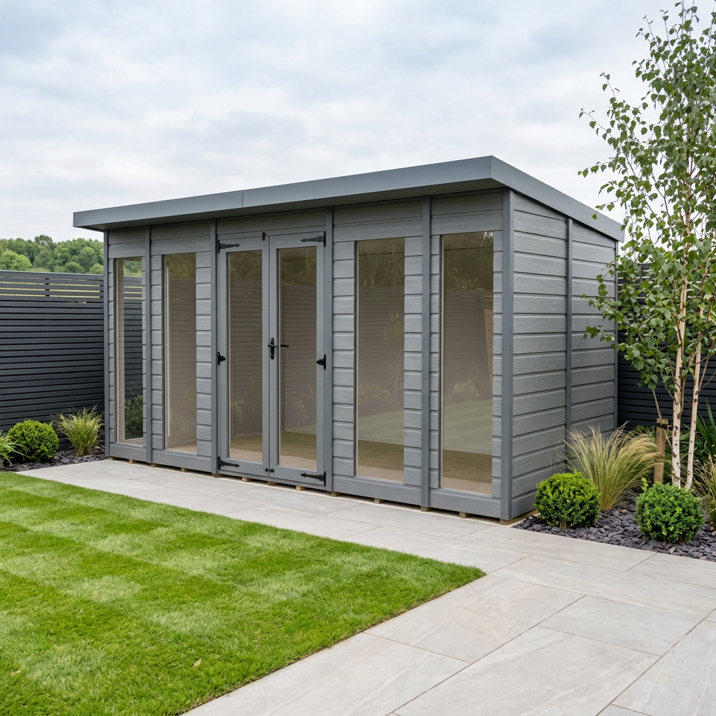 14x4 Composite Pent Full Height Summer House