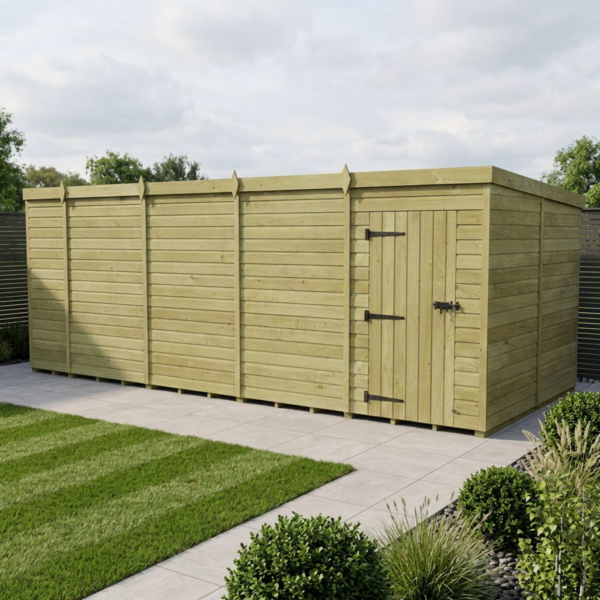 19 x 8 Pent Shed (Single Door, No Windows)