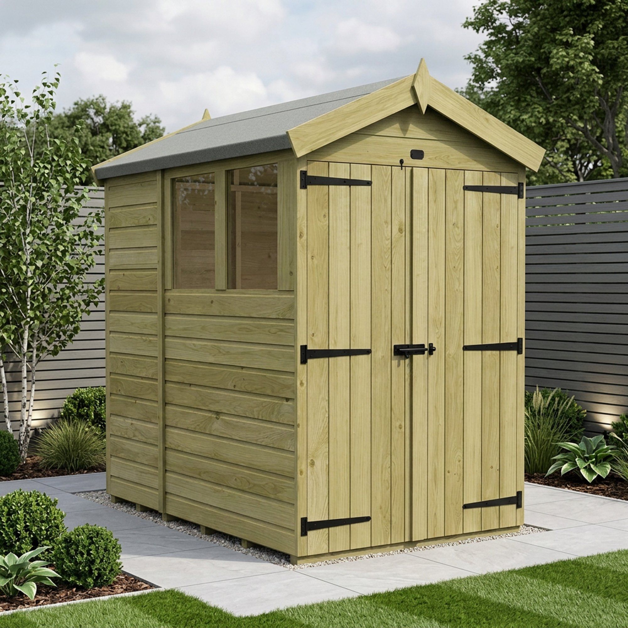 4 x 6 Apex Shed (Double Door, With Windows)