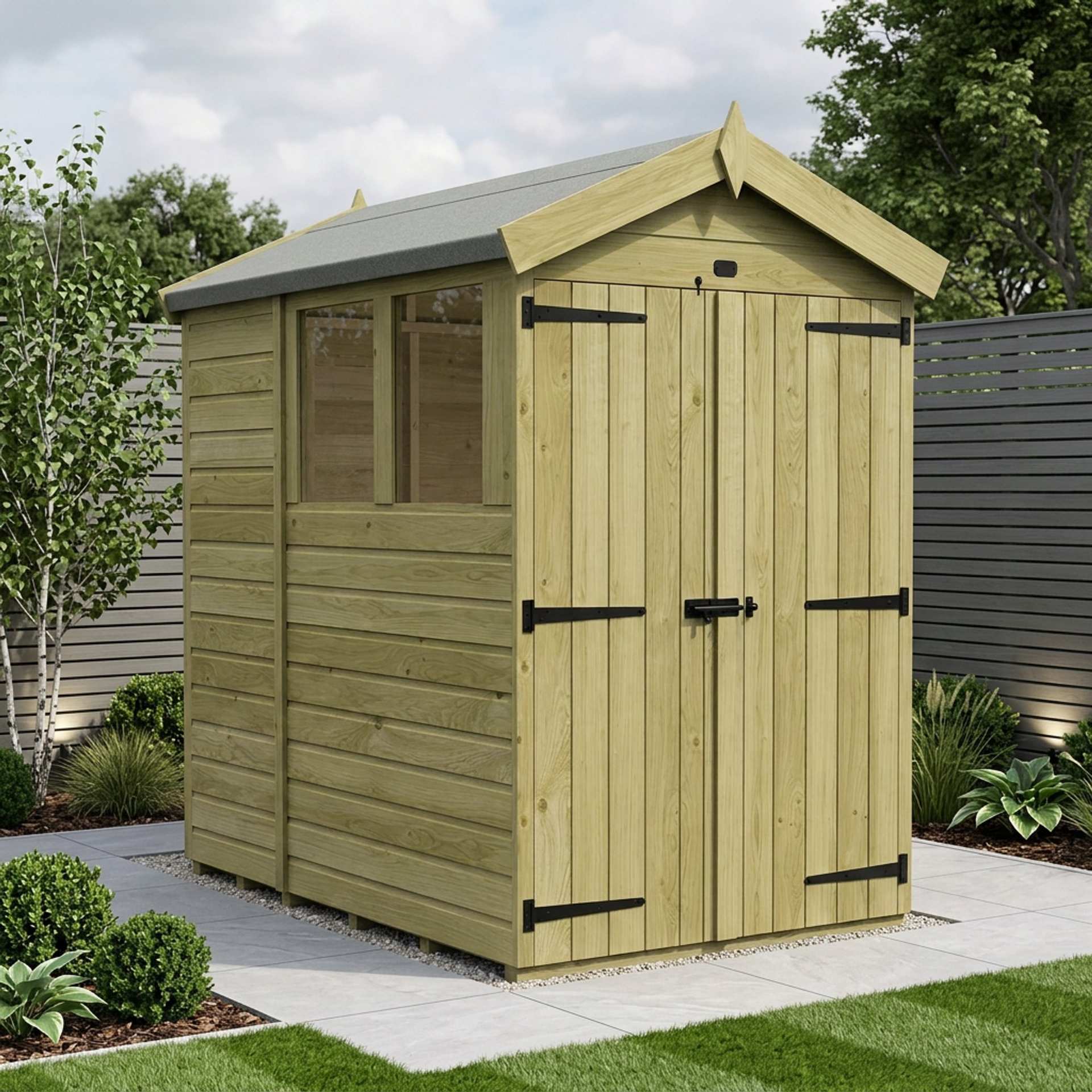4 x 6 Apex Shed (Double Door, With Windows)
