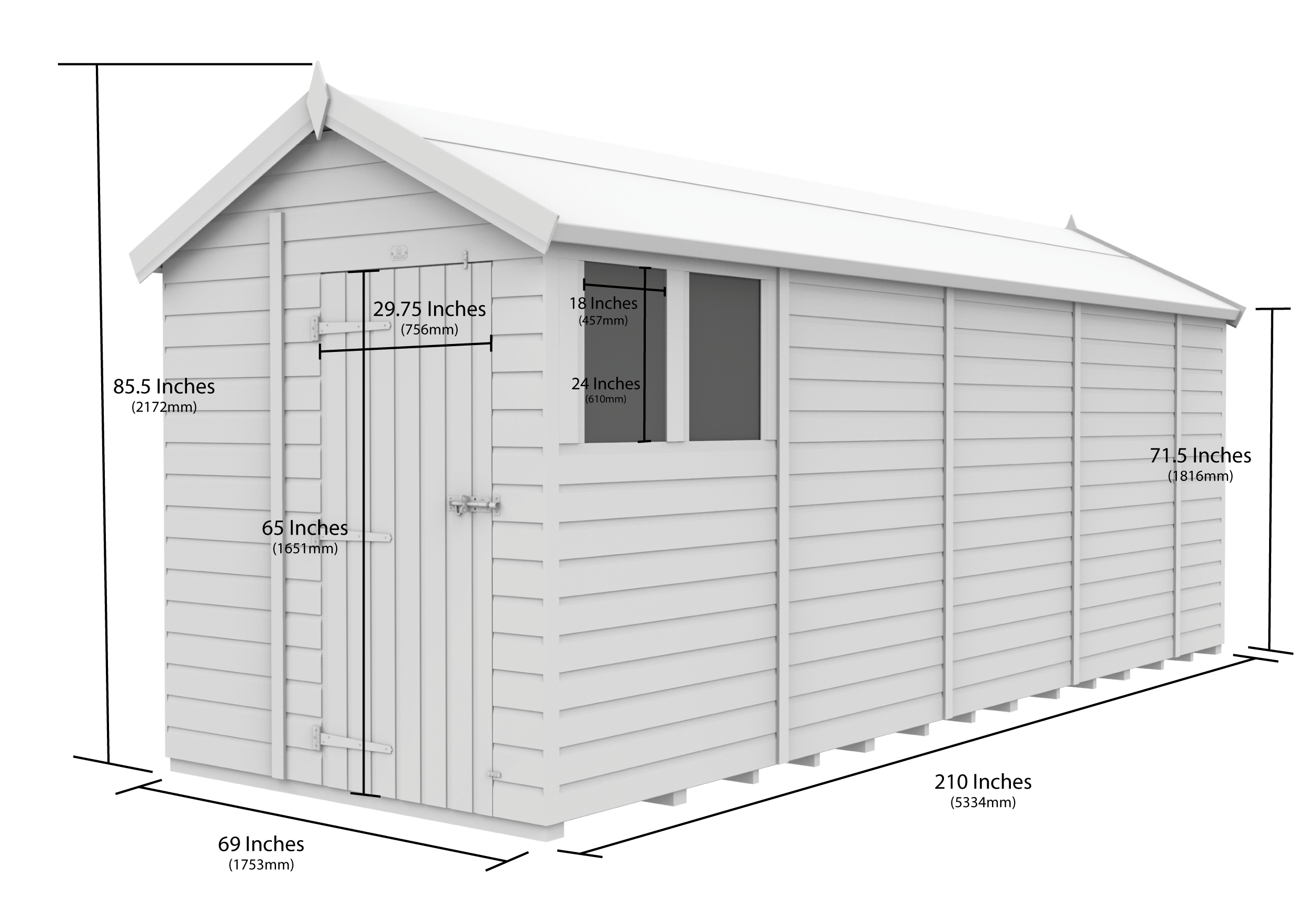 6 x 18 Apex Security Shed
