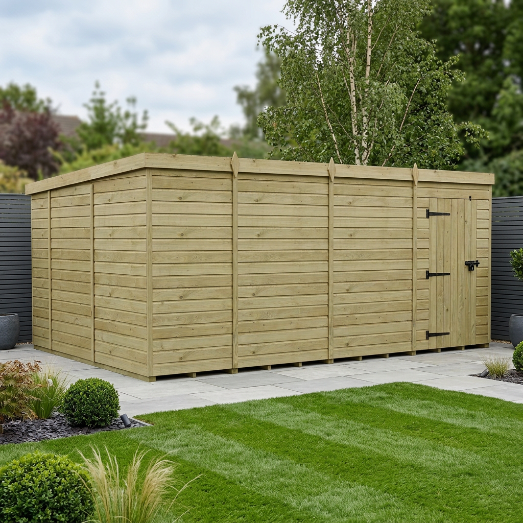 15 x 10 Pent Shed (Single Door, No Windows)