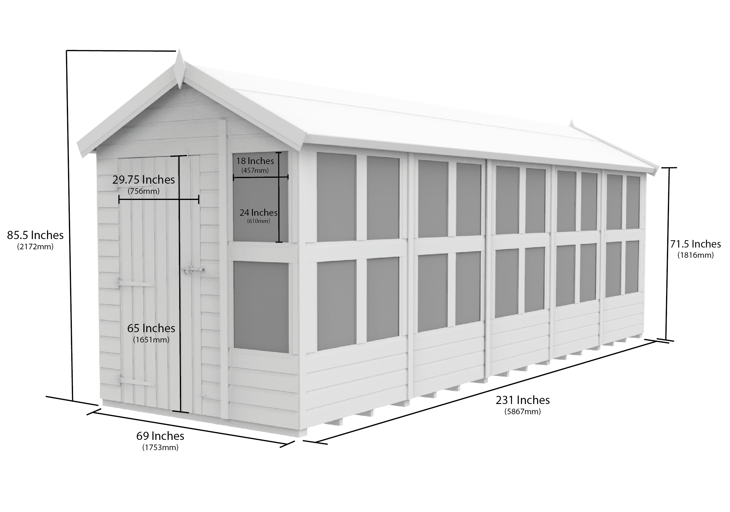 6 x 20 Apex Potting Shed