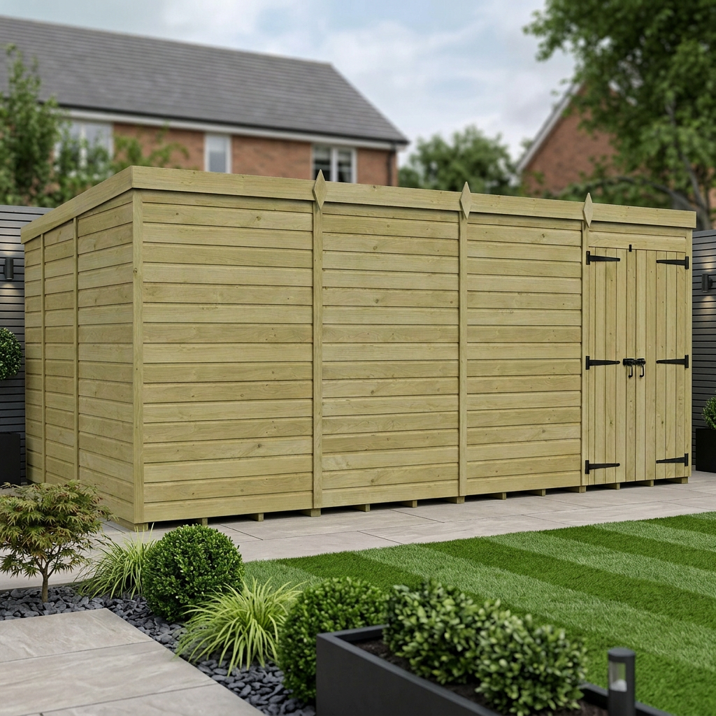 16 x 9 Pent Shed (Double Door, No Windows)