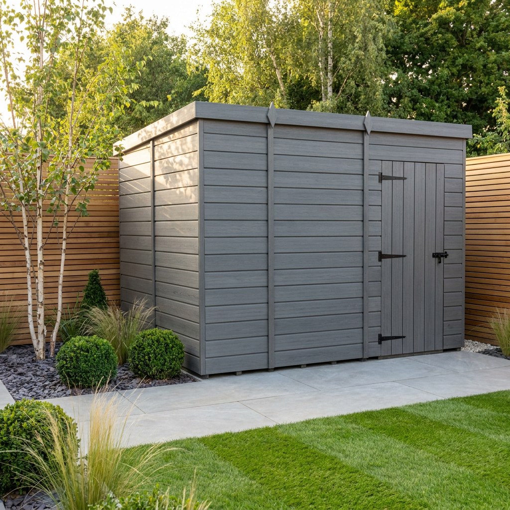 9x6 Pent Composite Shed (Single Door, No Windows)