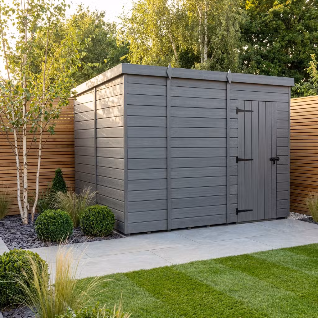 9x6 Pent Composite Shed (Single Door, No Windows)
