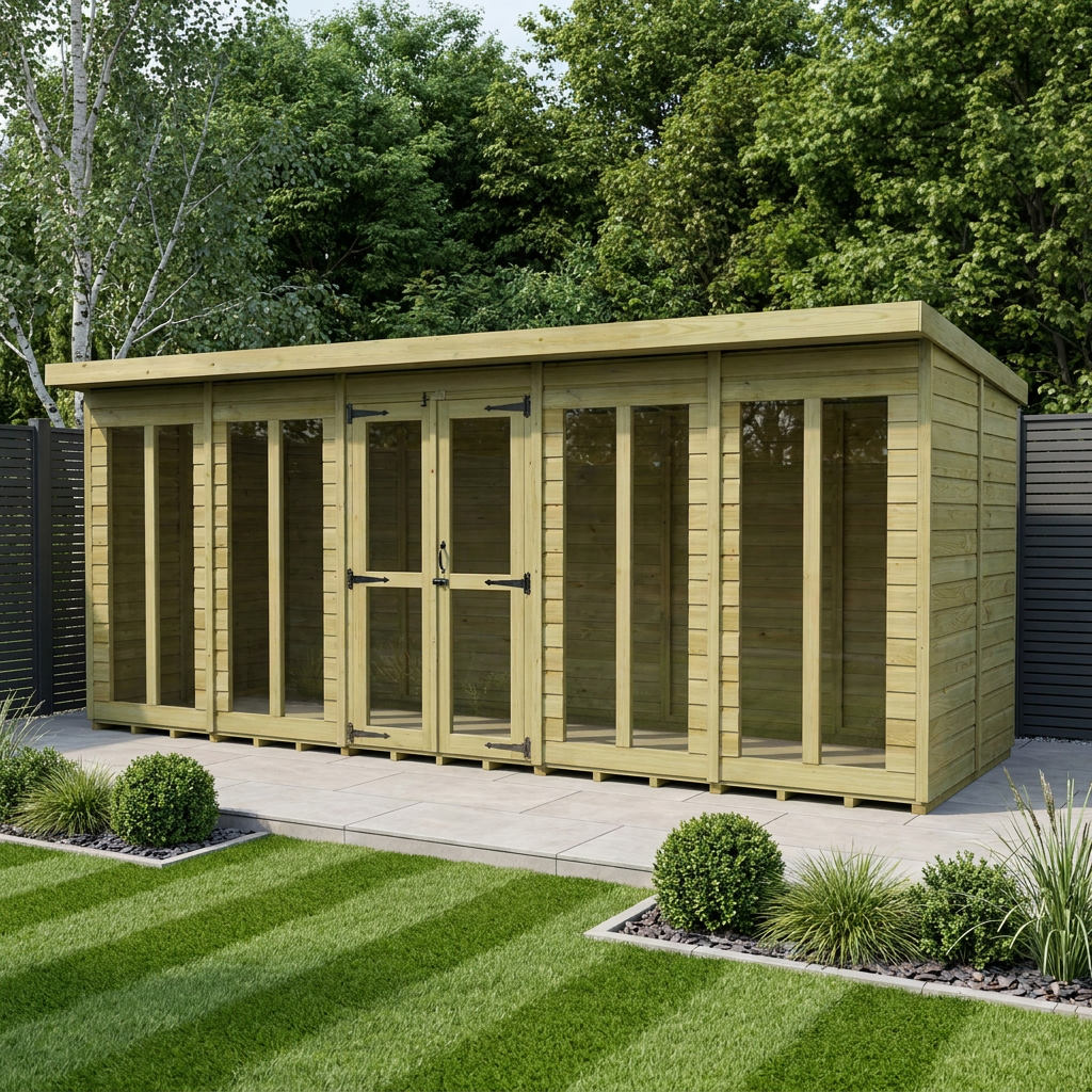 20 x 7 Pent Summer House (Full Height Window)