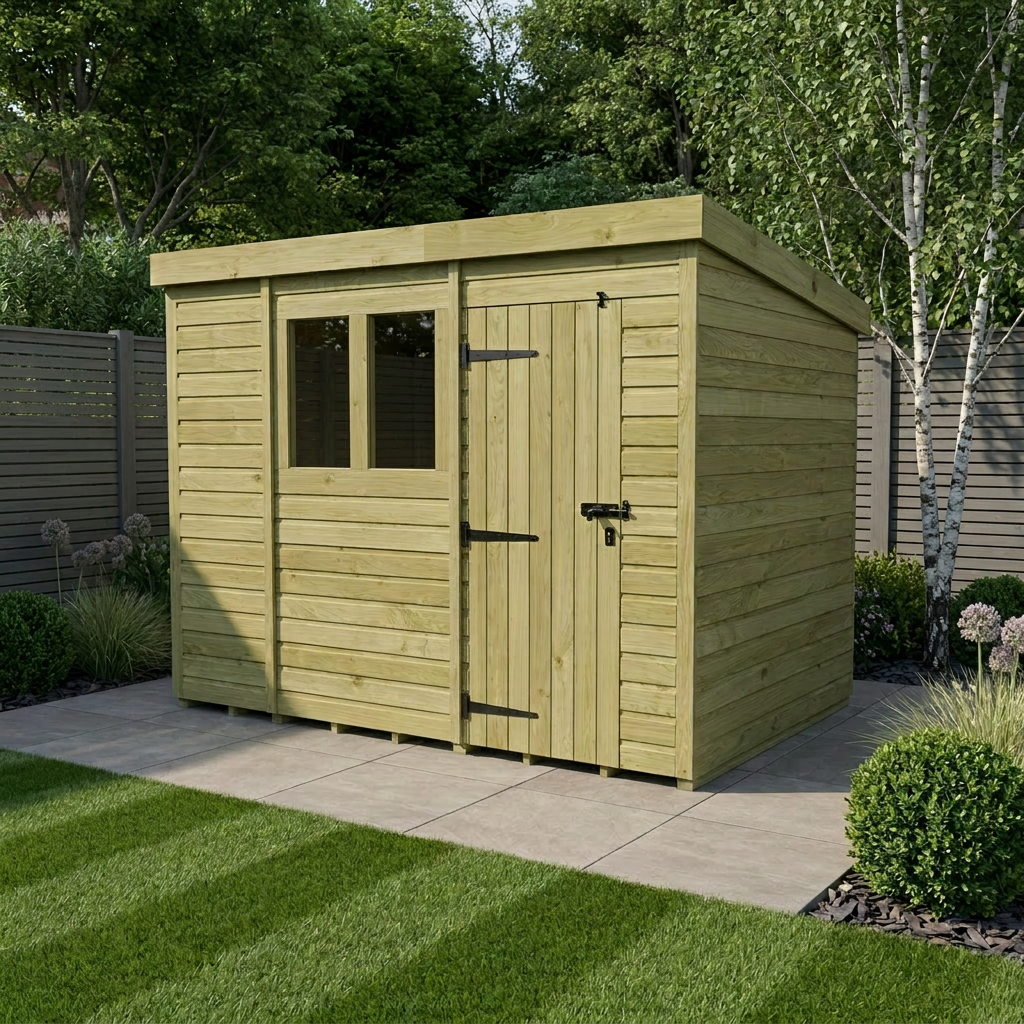 10 x 4 Pent Shed (Single Door, With Windows)