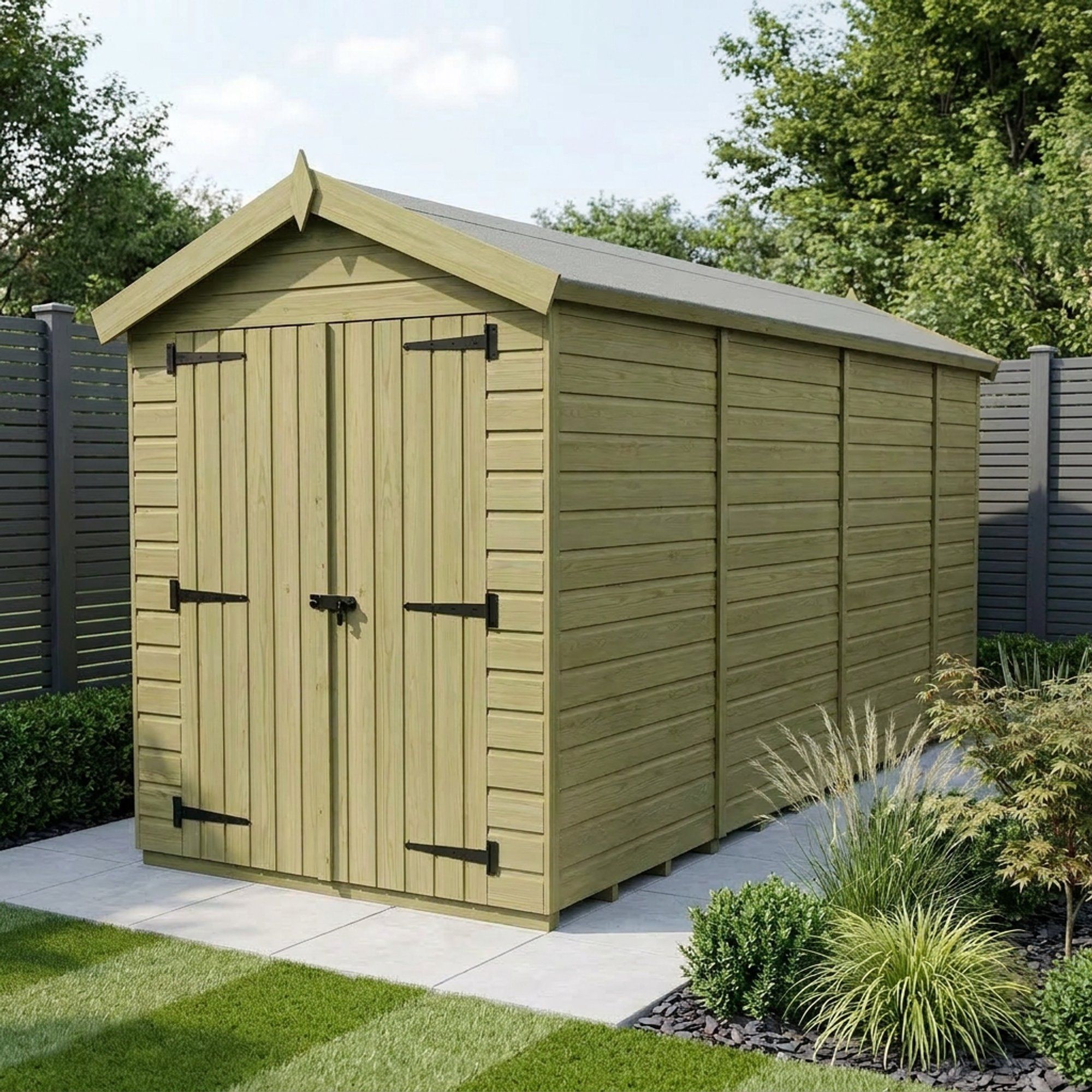 4 x 14 Apex Shed (Double Door, No Windows)