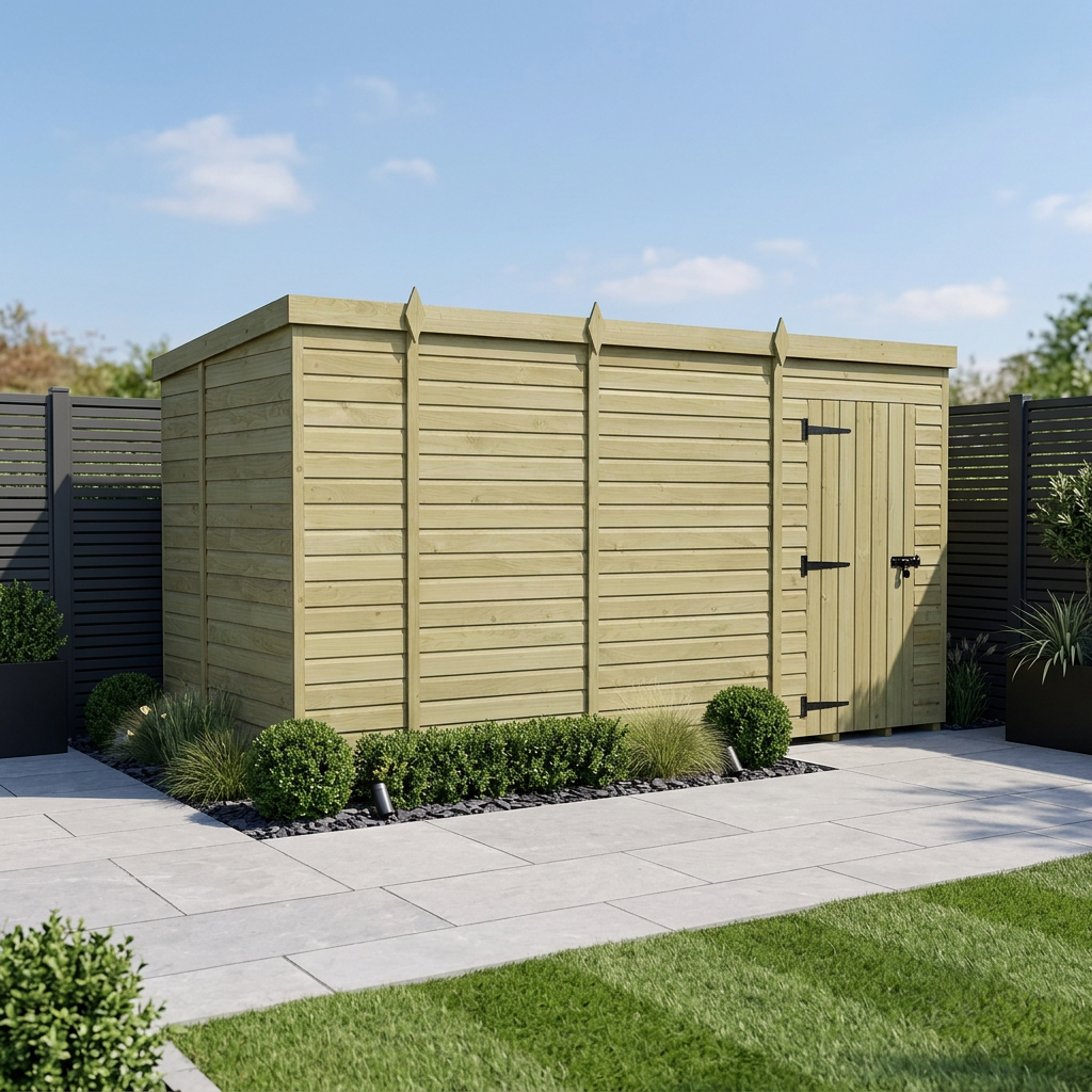 18 x 6 Pent Shed (Single Door, No Windows)