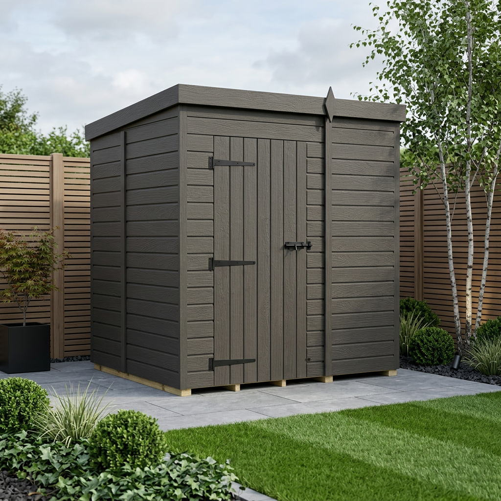 6x5 Pent Composite Shed (Single Door, No Windows)