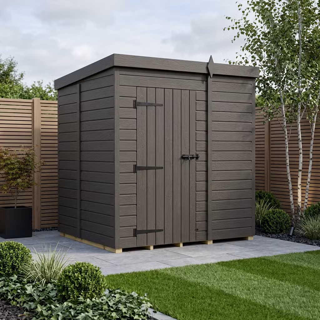 6x5 Pent Composite Shed (Single Door, No Windows)