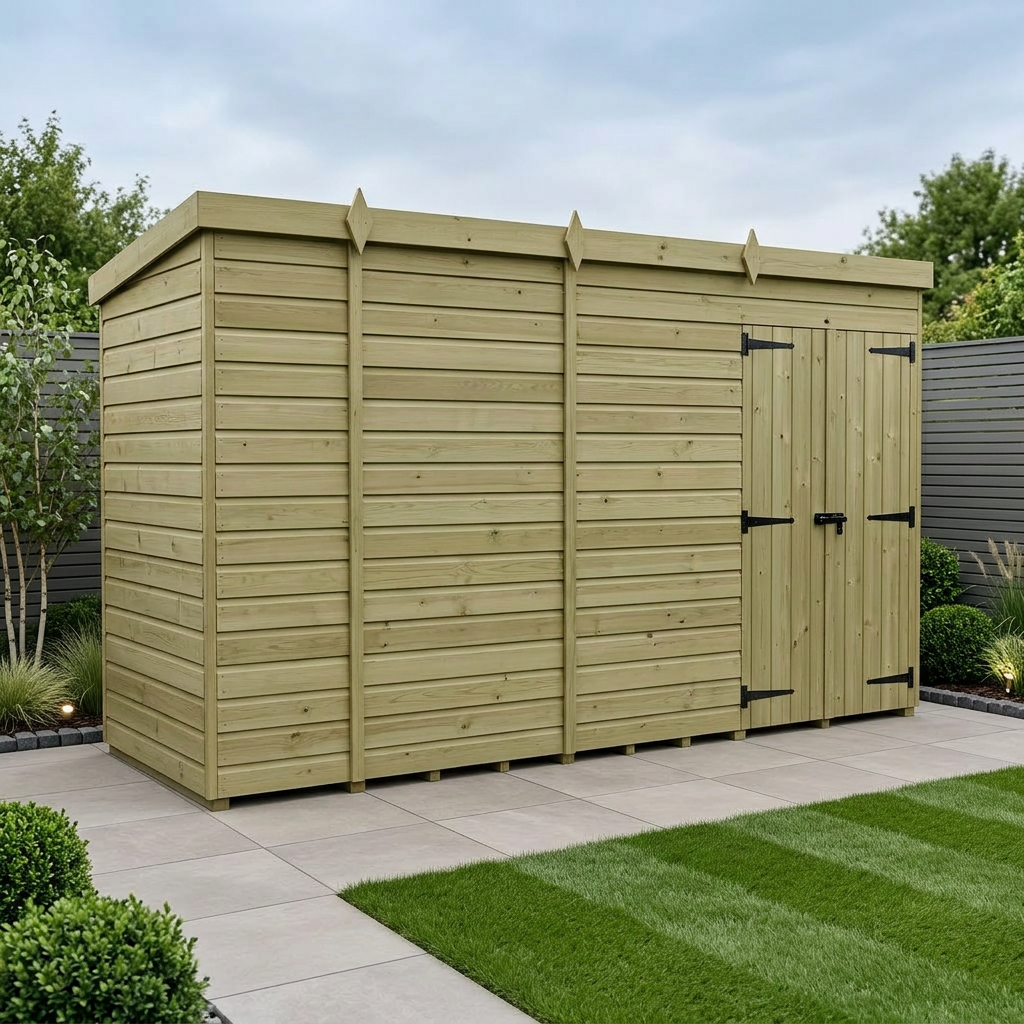 14 x 5 Pent Shed (Double Door, No Windows)