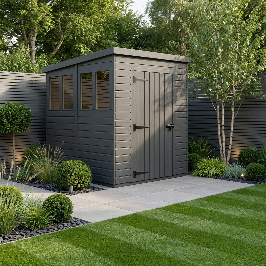 5x8 Pent Composite Shed (Single Door, With Windows)