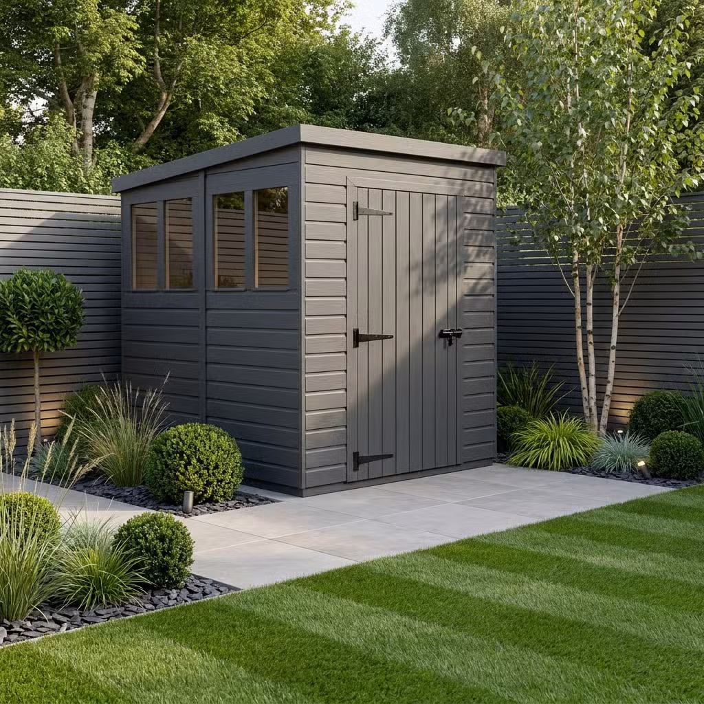 5x8 Pent Composite Shed (Single Door, With Windows)