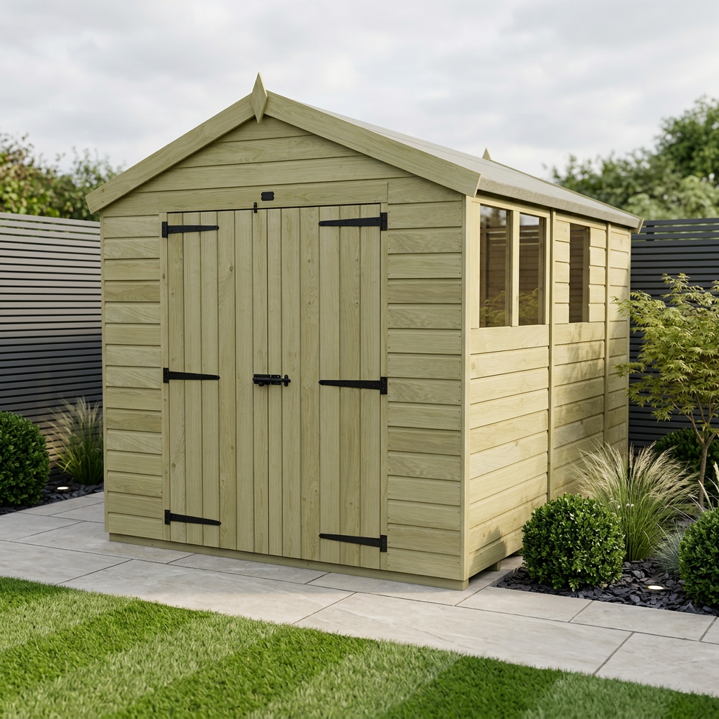 8 x 9 Apex Shed (Double Door, With Windows)