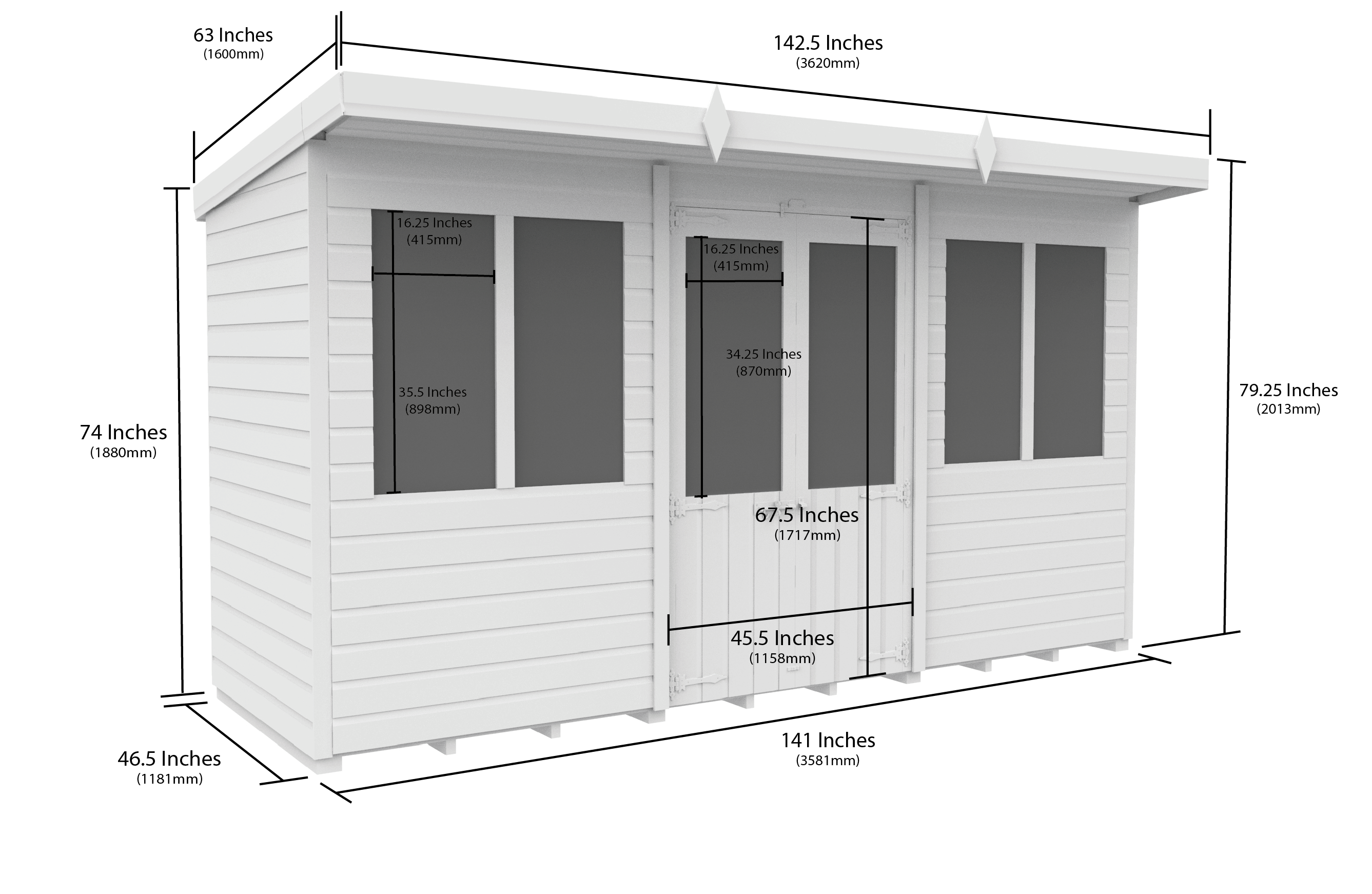 12 x 4 Pent Summer House