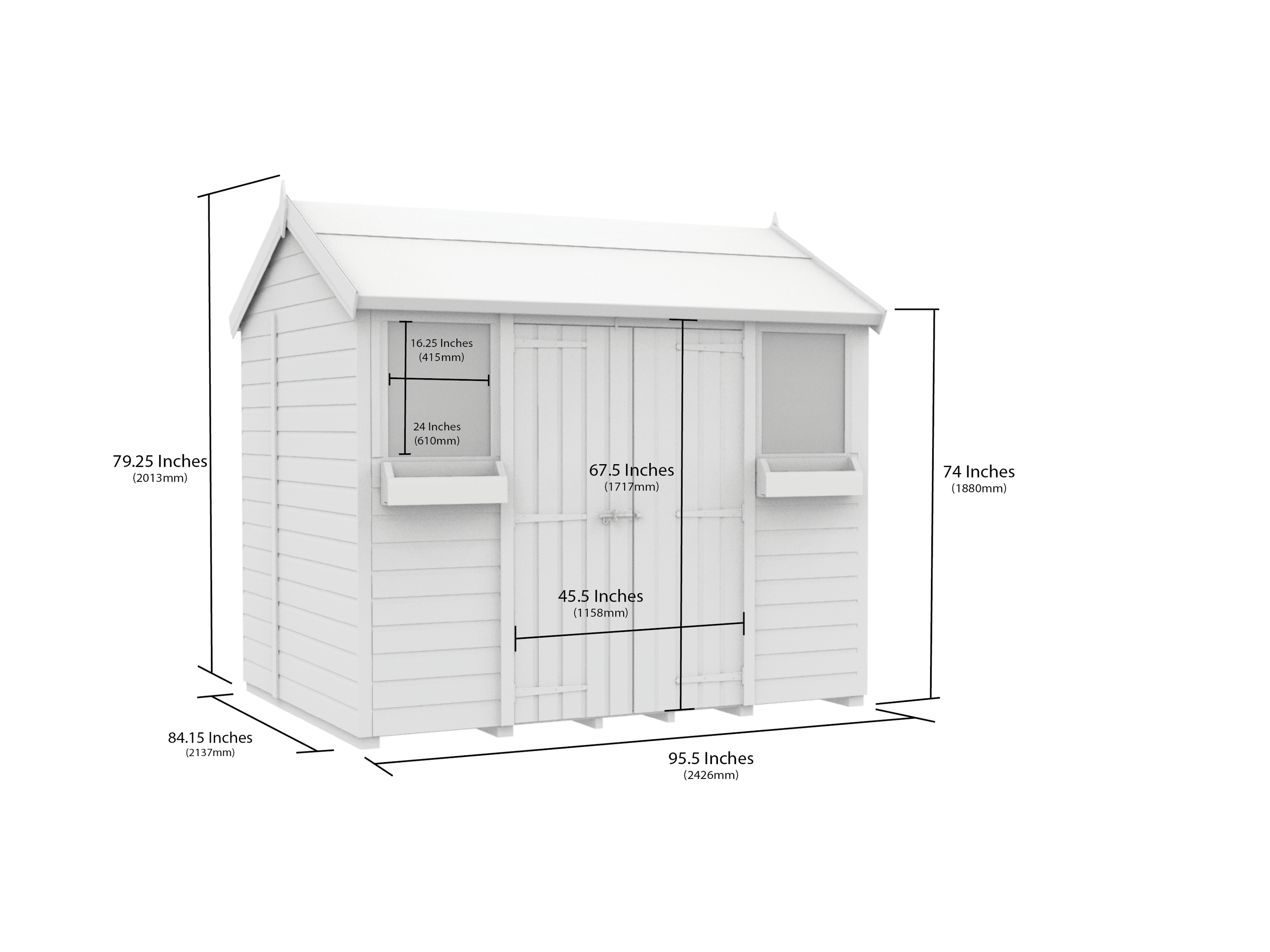 8 x 7 Apex Summer Shed