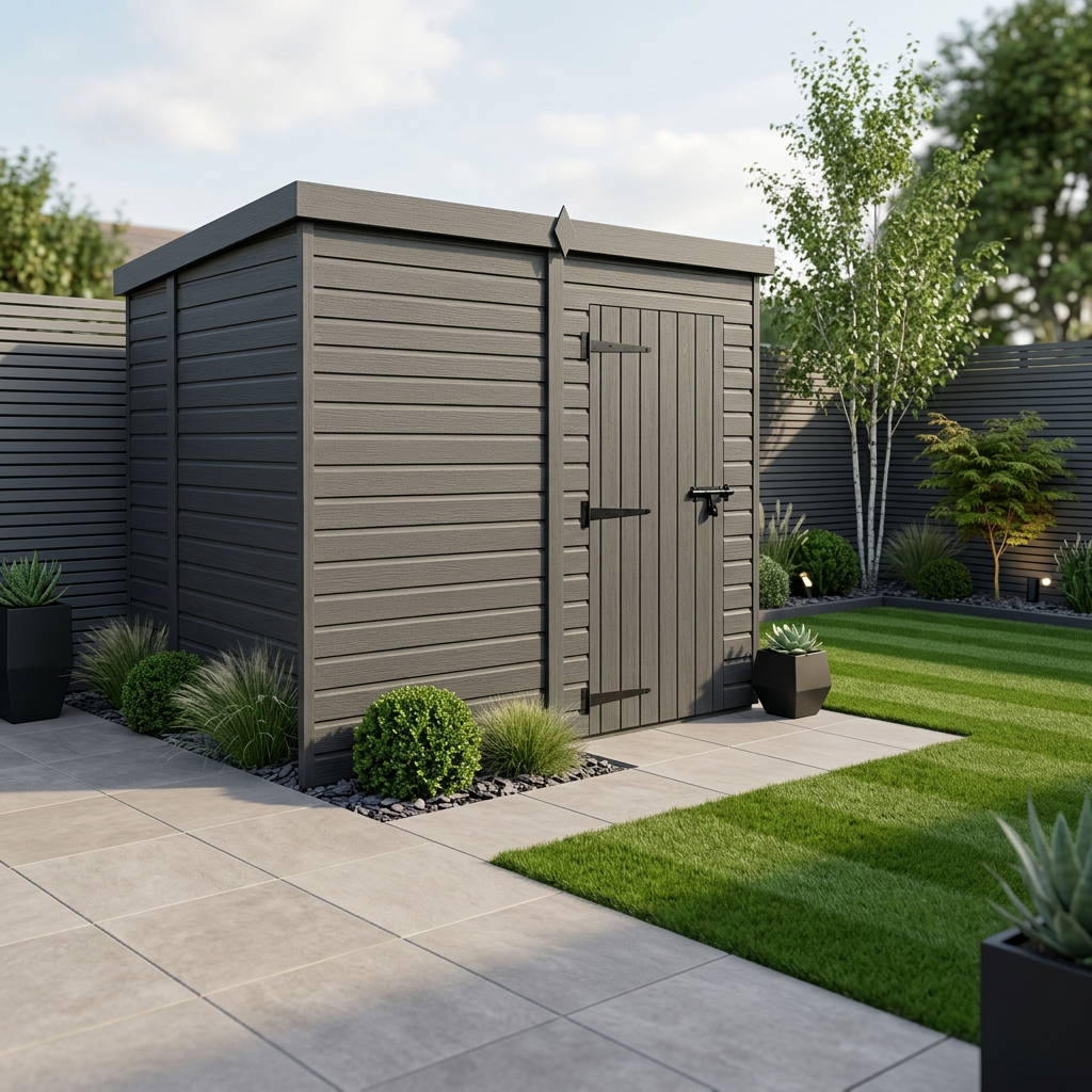 6x8 Pent Composite Shed (Single Door, No Windows)