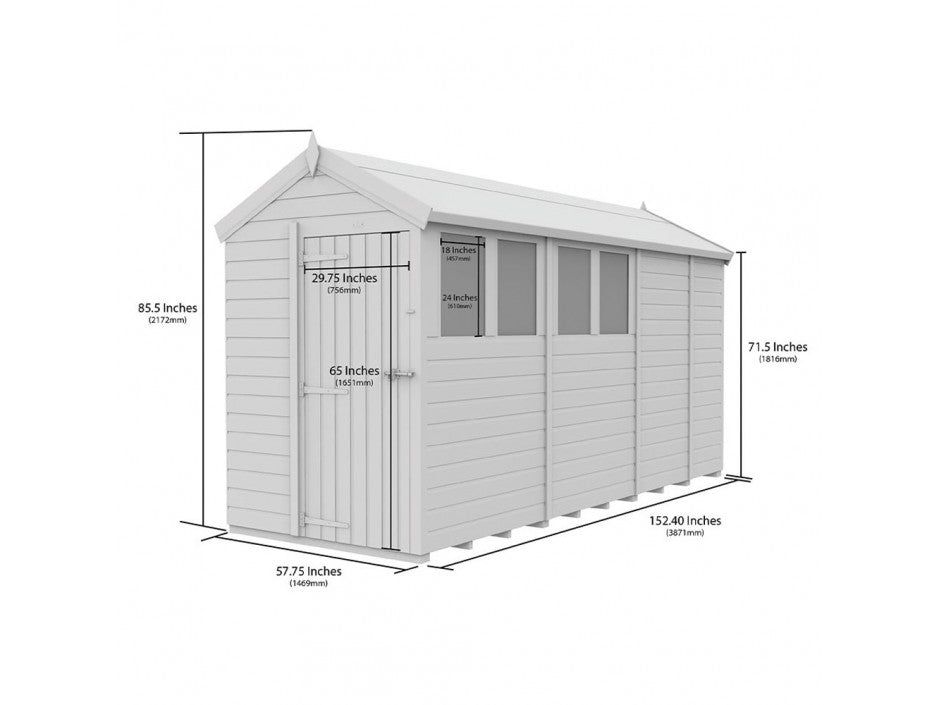5 x 13 Apex Shed (Single Door, No Windows)