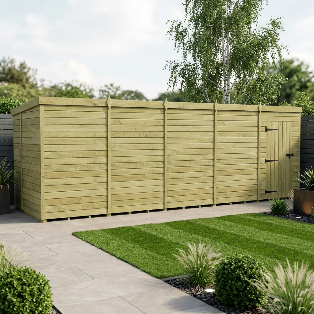 20 x 6 Pent Shed (Single Door, No Windows)