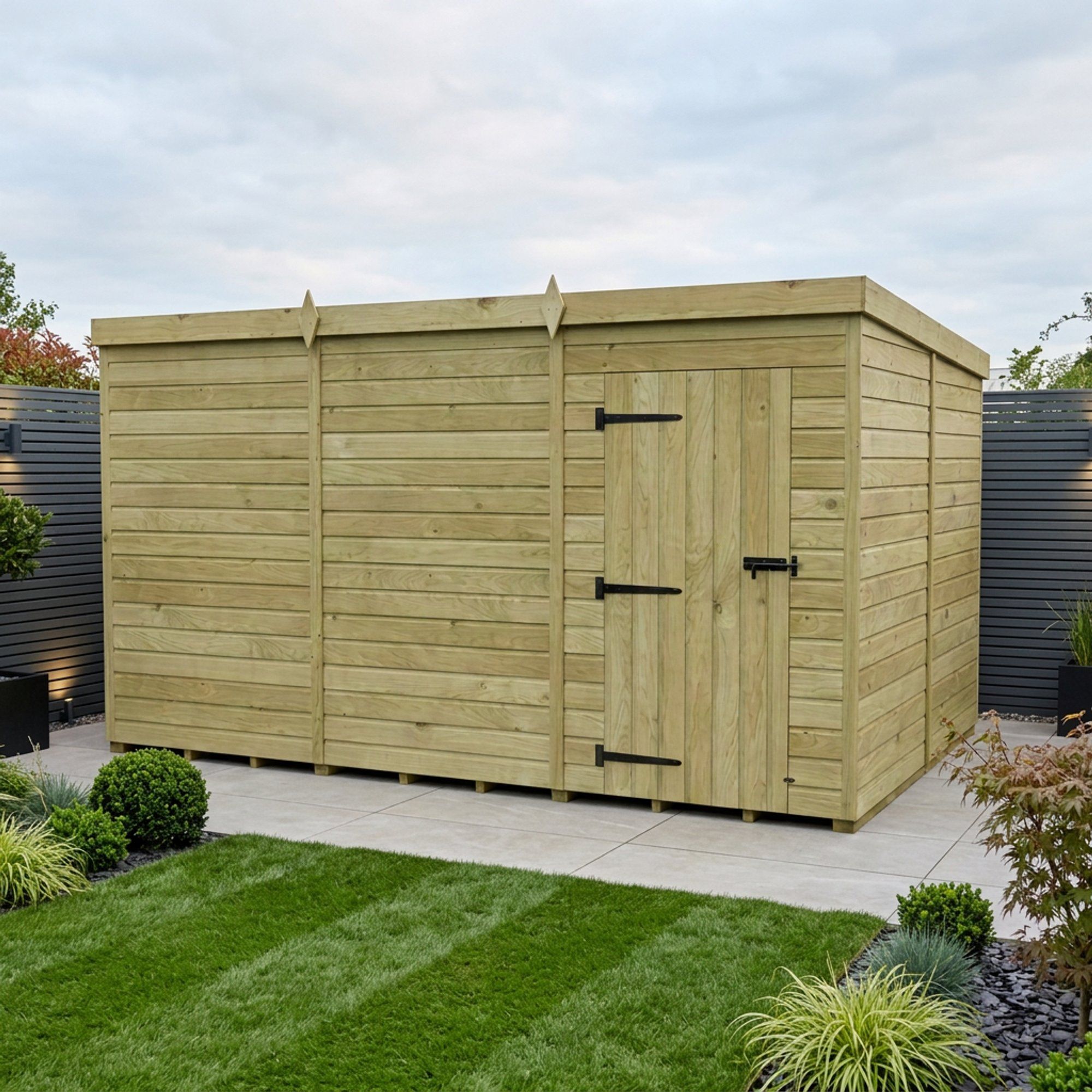 12 x 8 Pent Shed (Single Door, No Windows)