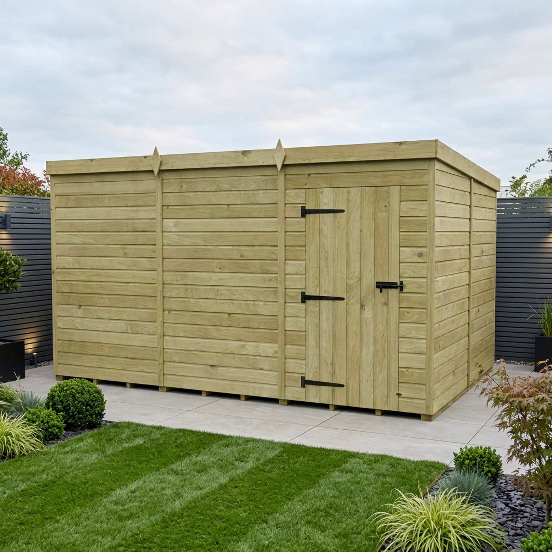 12 x 8 Pent Shed (Single Door, No Windows)