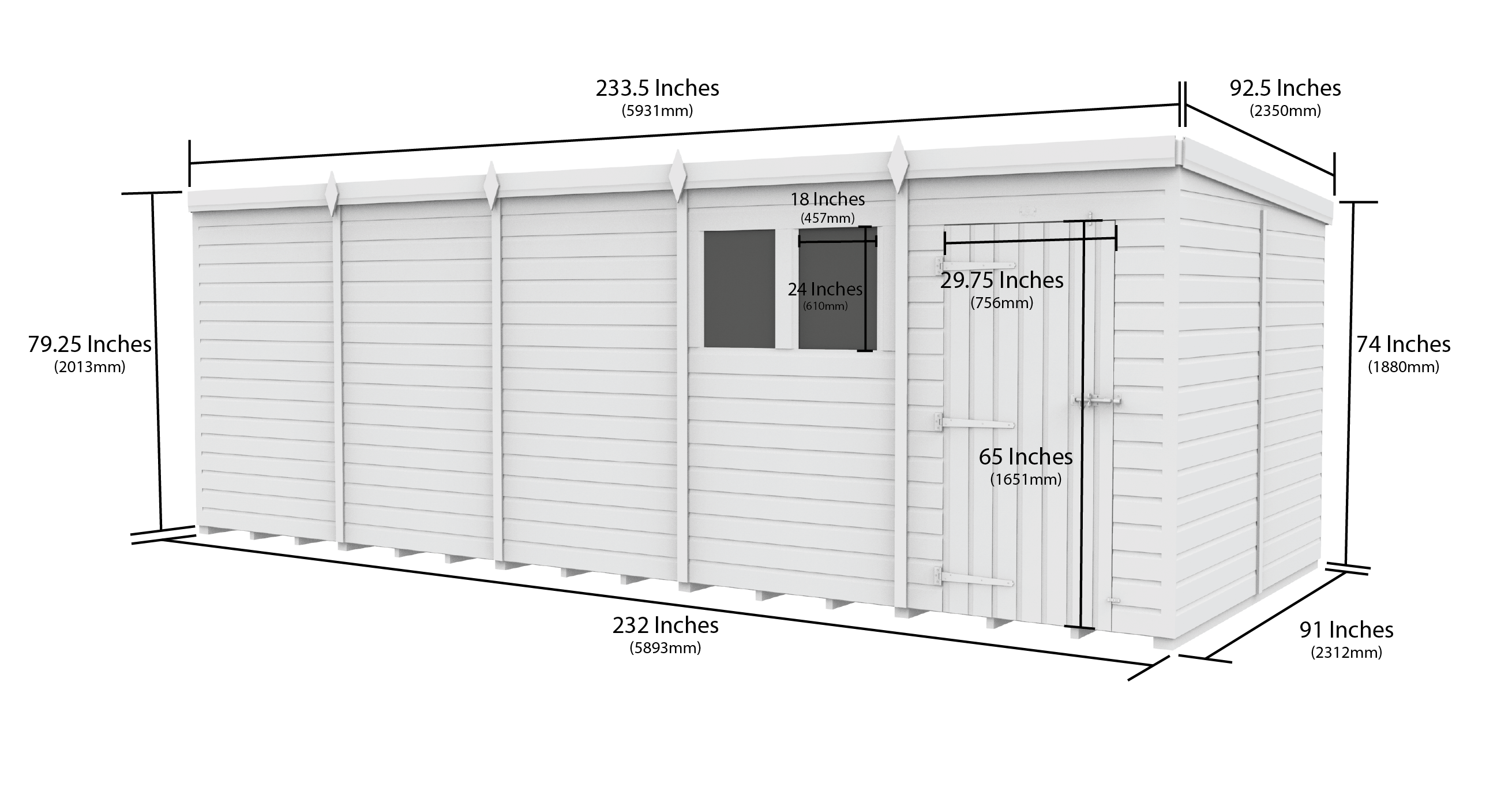 20 x 8 Security Pent Shed