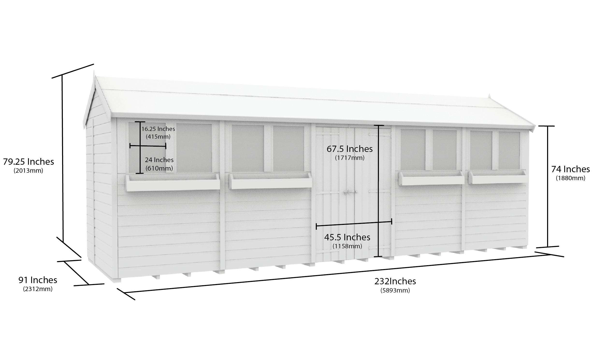 20 x 8 Apex Summer Shed