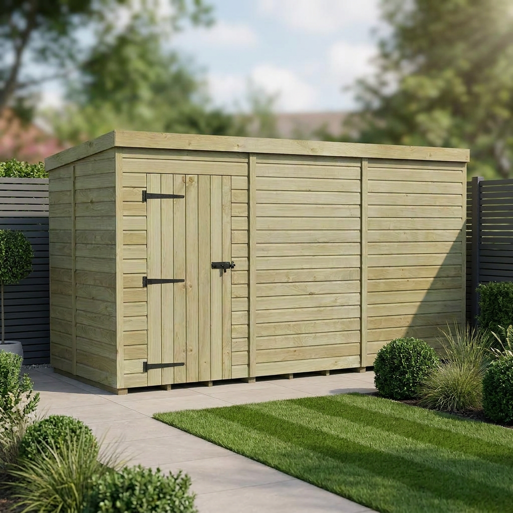 12 x 5 Pent Shed (Single Door, No Windows)