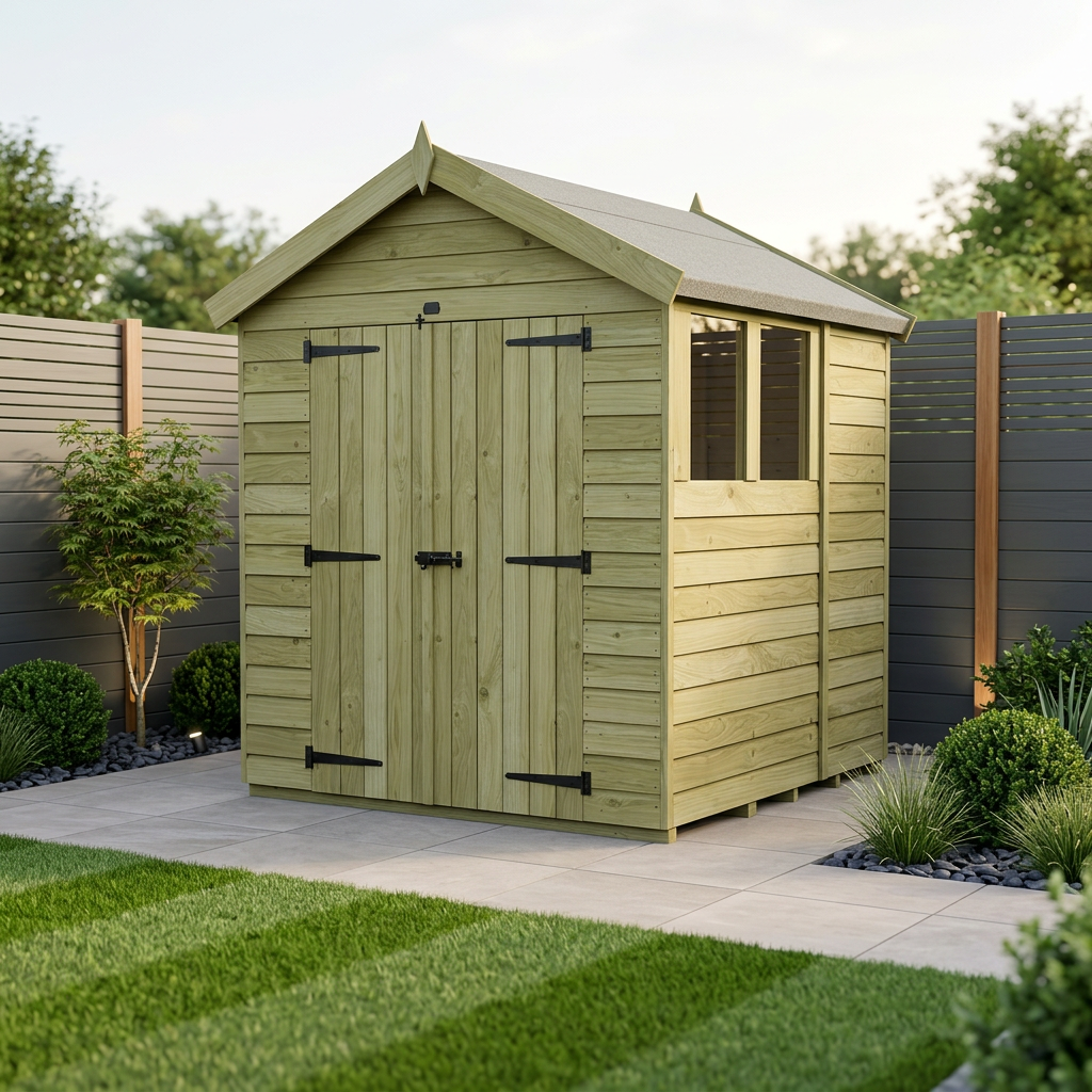 7 x 7 Apex Shed (Double Door, With Windows)